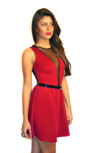 Crimson Skater Dress