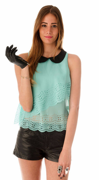 Peterpan Chiffon Top - Mint