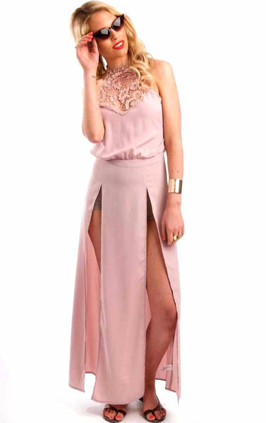 Coachella Pink  Maxi Slit Dress