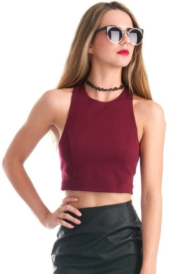 Blind Sided Burgundy Crop Top