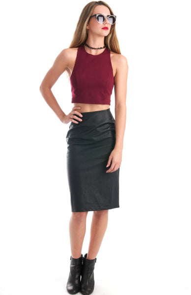 Blind Sided Burgundy Crop Top