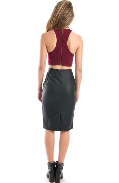 Blind Sided Burgundy Crop Top