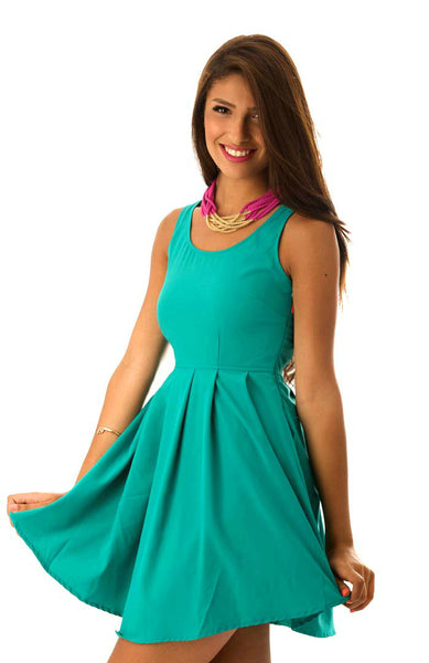 Sliced Back Dress - Teal