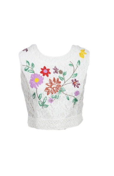 Floral Embroidered Top - White