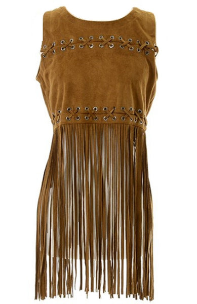 Stitched Up Brown Suede Top