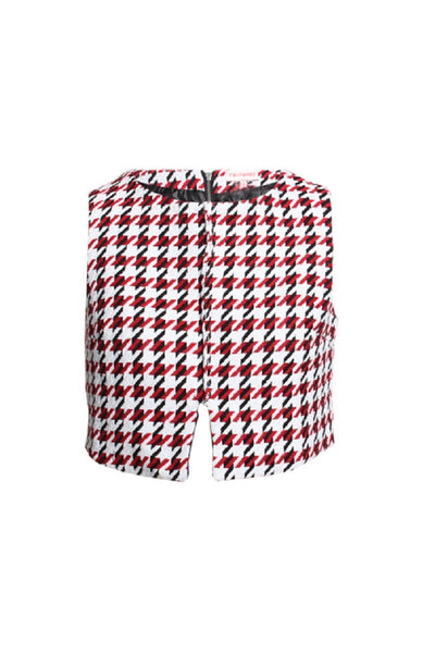 Little Red Tweed Houndstooth Crop Top