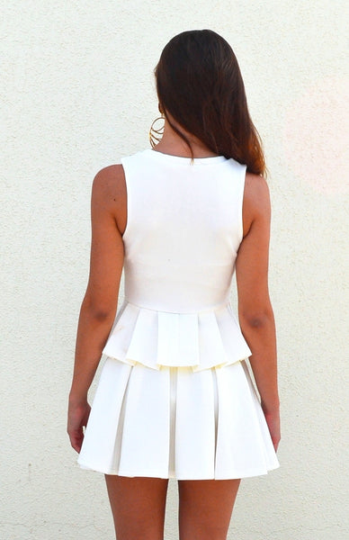 White Neoprene Pleats Skirt