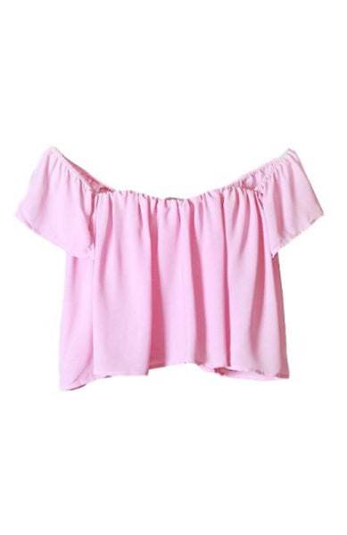 Bust Off Shoulder Pink Crop Top