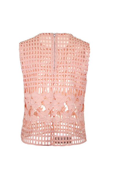 Pink Lattice Rootlet Top