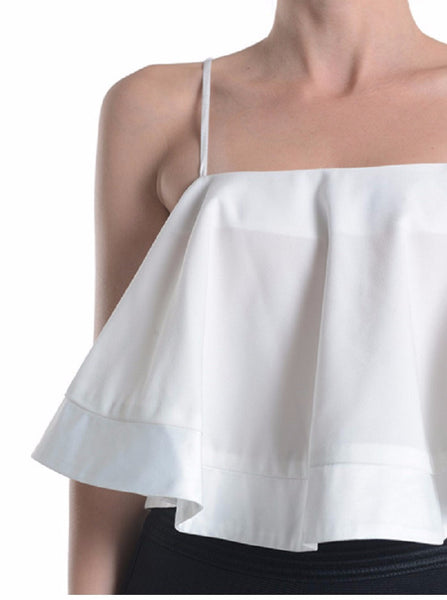 Flutter White Crop Top